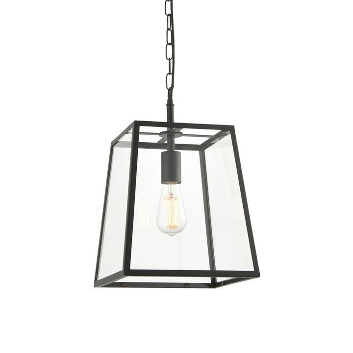 Endon 101541 Hurst 1 Light Pendant Matt Black &amp; Clear Glass (S)