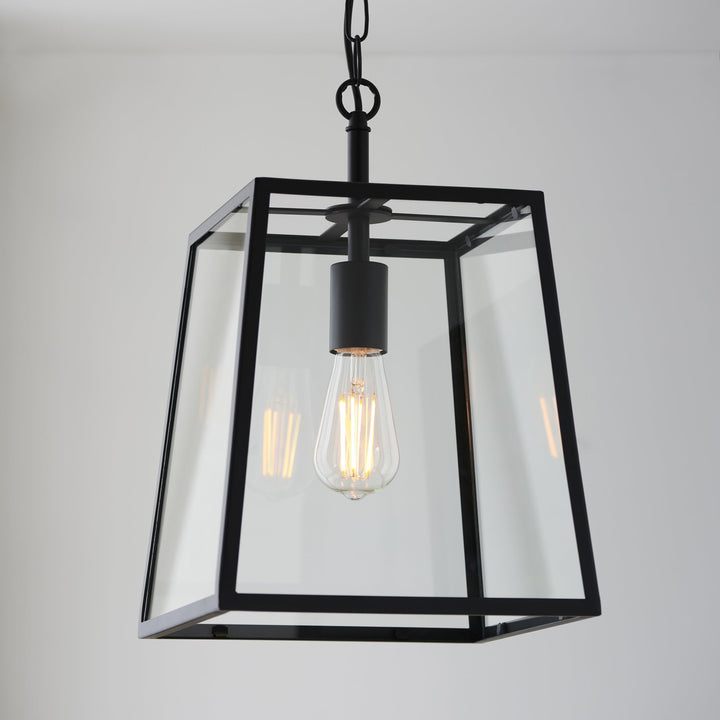 Endon 101541 Hurst 1 Light Pendant Matt Black &amp; Clear Glass (S)