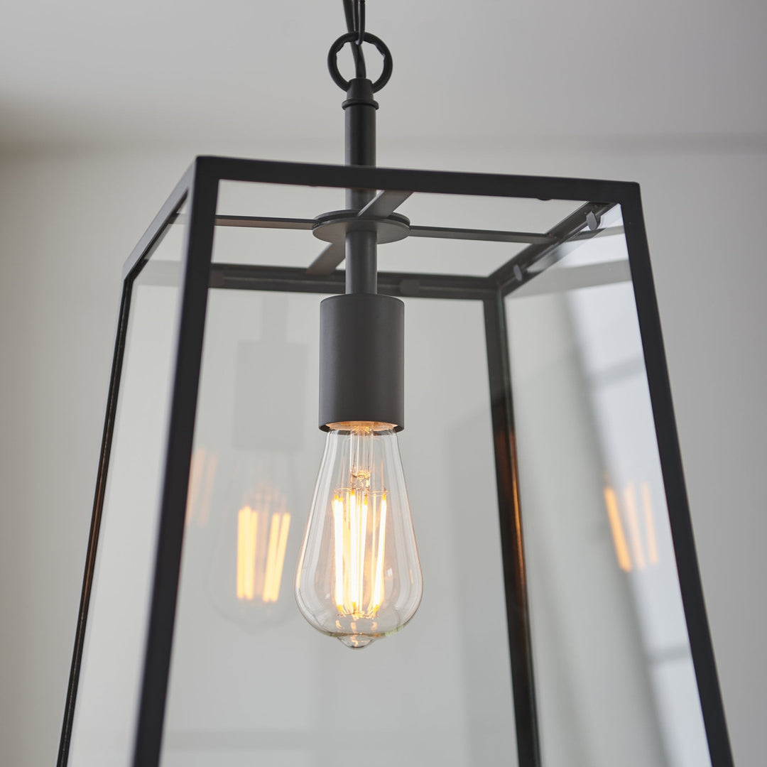 Endon 101541 Hurst 1 Light Pendant Matt Black &amp; Clear Glass (S)
