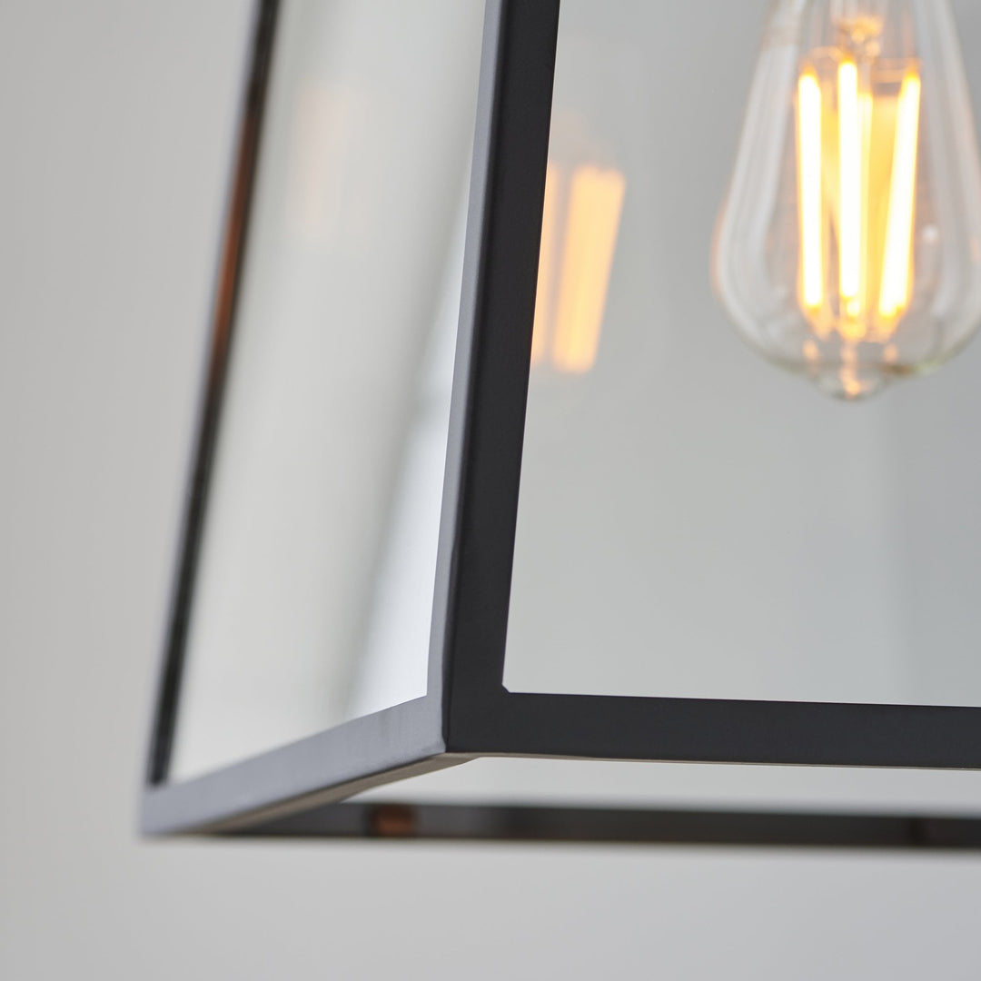 Endon 101541 Hurst 1 Light Pendant Matt Black &amp; Clear Glass (S)