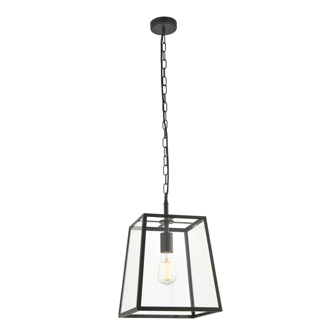 Endon 101541 Hurst 1 Light Pendant Matt Black &amp; Clear Glass (S)