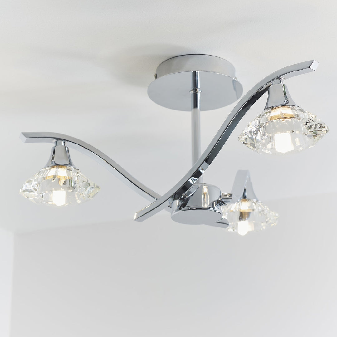 Endon LANGELLA-3CH 3 Light Ceiling Fitting In Chrome (S)