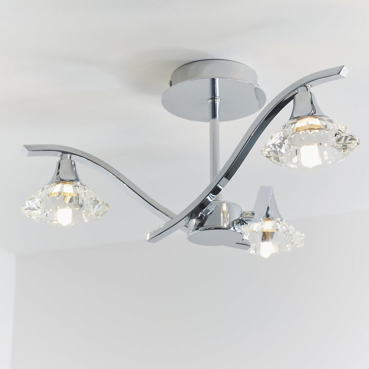 Endon LANGELLA-3CH 3 Light Ceiling Fitting In Chrome (S)
