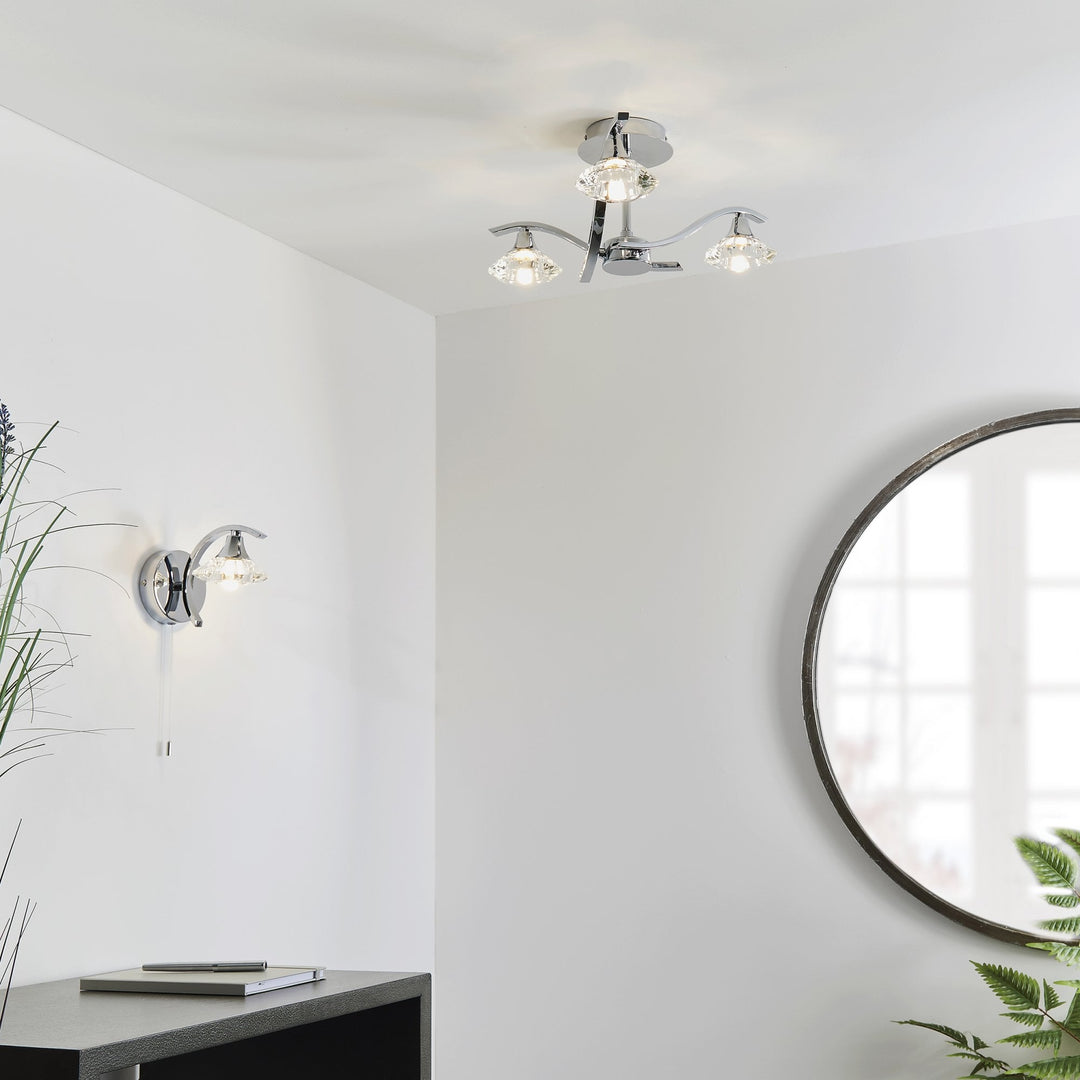 Endon LANGELLA-3CH 3 Light Ceiling Fitting In Chrome (S)