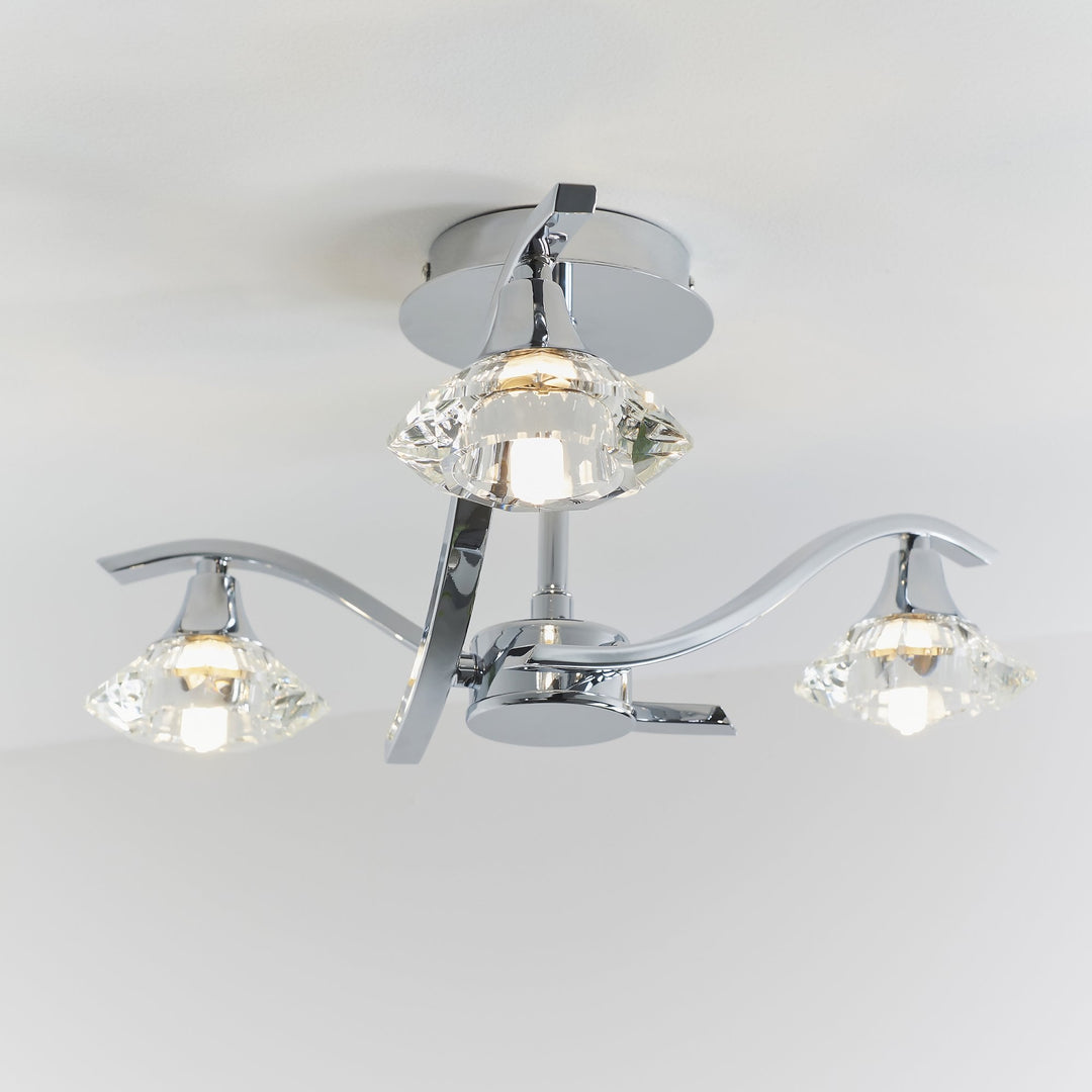 Endon LANGELLA-3CH 3 Light Ceiling Fitting In Chrome (S)