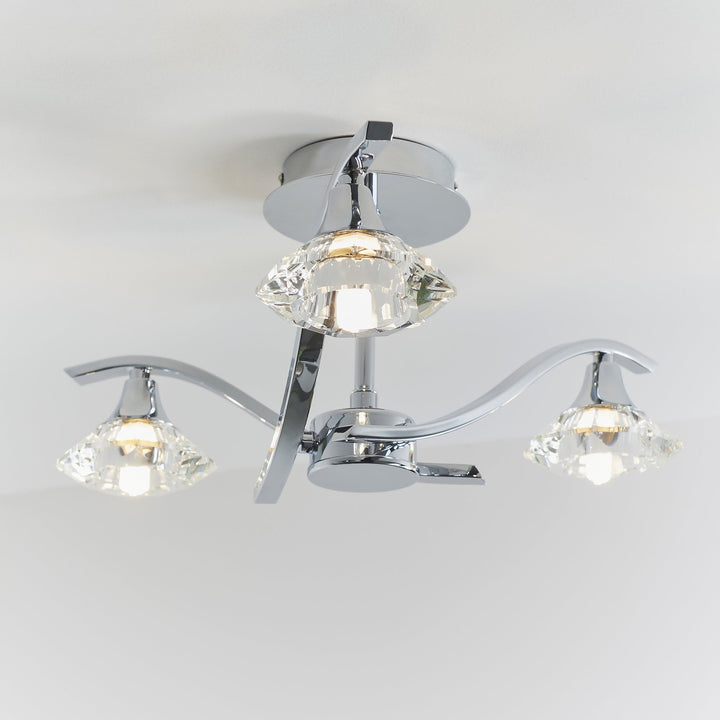 Endon LANGELLA-3CH 3 Light Ceiling Fitting In Chrome (S)