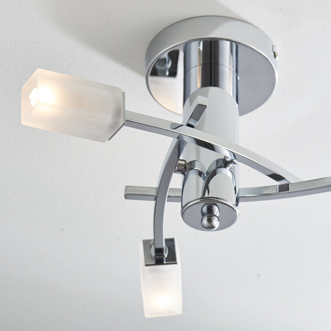 Endon 146-3CH Havana 3 Light Semi Flush Ceiling Light Chrome Plate &amp; Frosted Glass (S)