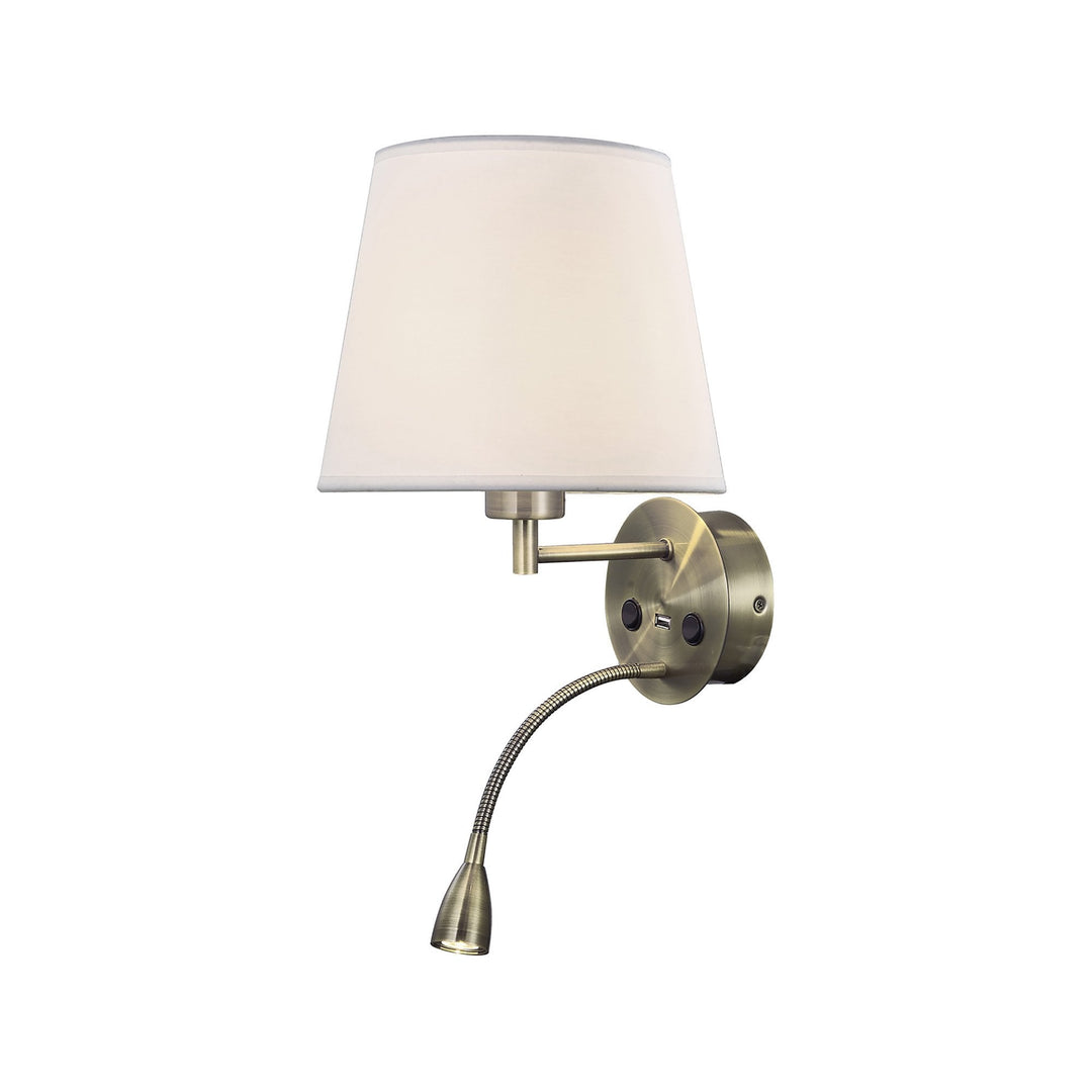 Mantra M6093 Caicos Wall + LED Reading Light USB Charger Antique Brass (S)
