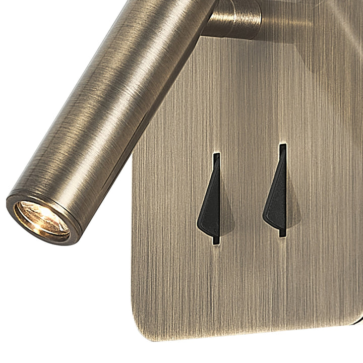 Mantra M7825 Cayman Square Wall + Reading Light 6W + 3W LED Antique Brass (S)