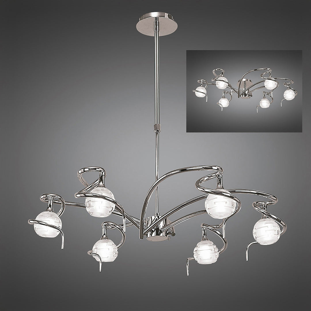Mantra M0079 Dali Telescopic Pendant Convertible To Semi Flush 6 Light G9 Polished Chrome (S)