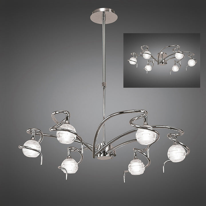 Mantra M0079 Dali Telescopic Pendant Convertible To Semi Flush 6 Light G9 Polished Chrome (S)