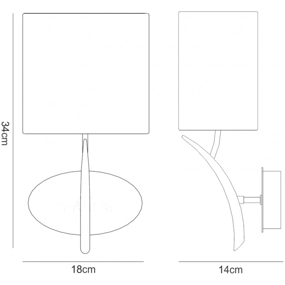 Mantra M1154 Eve Wall Lamp 1 Light E27 Anthracite White Oval Shade (S)