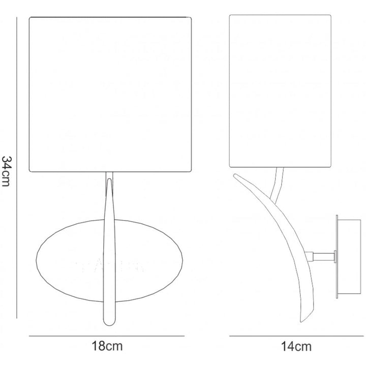 Mantra M1154 Eve Wall Lamp 1 Light E27 Anthracite White Oval Shade (S)
