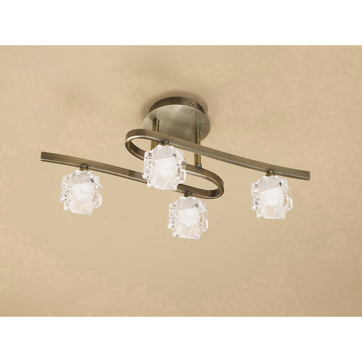 Mantra M1863 Ice Square Ceiling 4 Light G9 ECO Antique Brass (S)