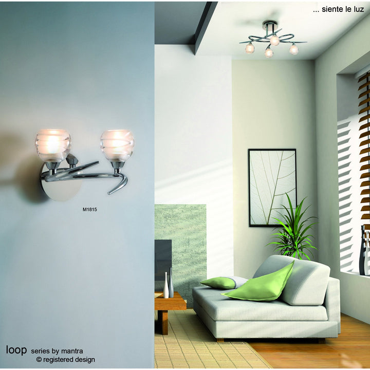 Mantra M1815 Loop Wall Lamp 2 Light G9 ECO Satin Nickel (S)