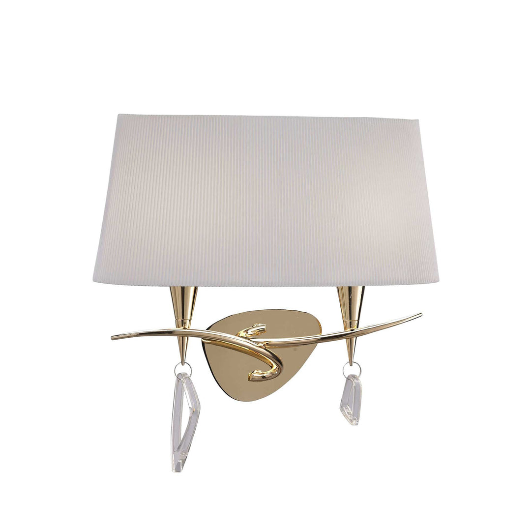Mantra M1648FG/S Mara Wall Lamp Switched 2 Light E14 French Gold Ivory White Shade (S)