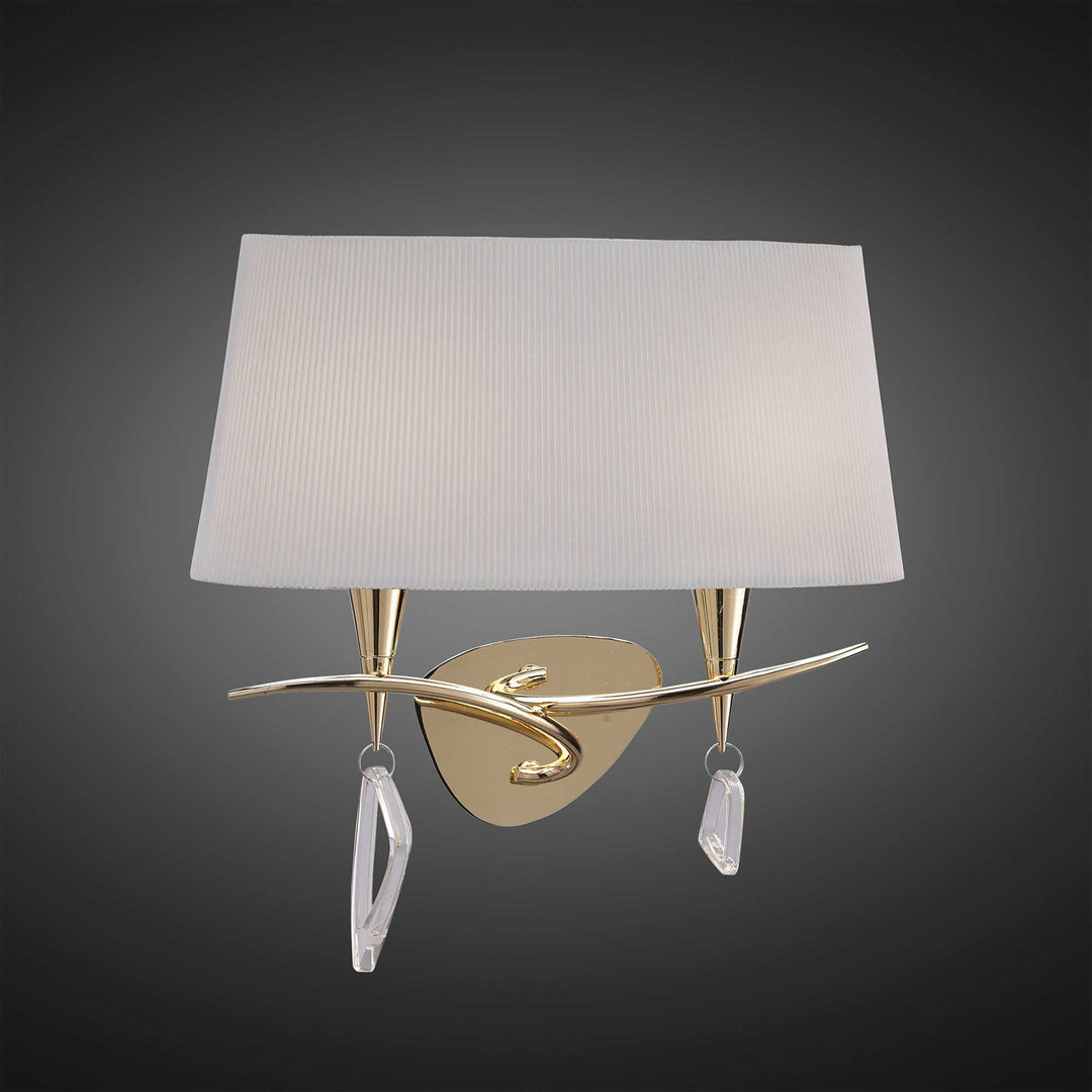 Mantra M1648FG/S Mara Wall Lamp Switched 2 Light E14 French Gold Ivory White Shade (S)