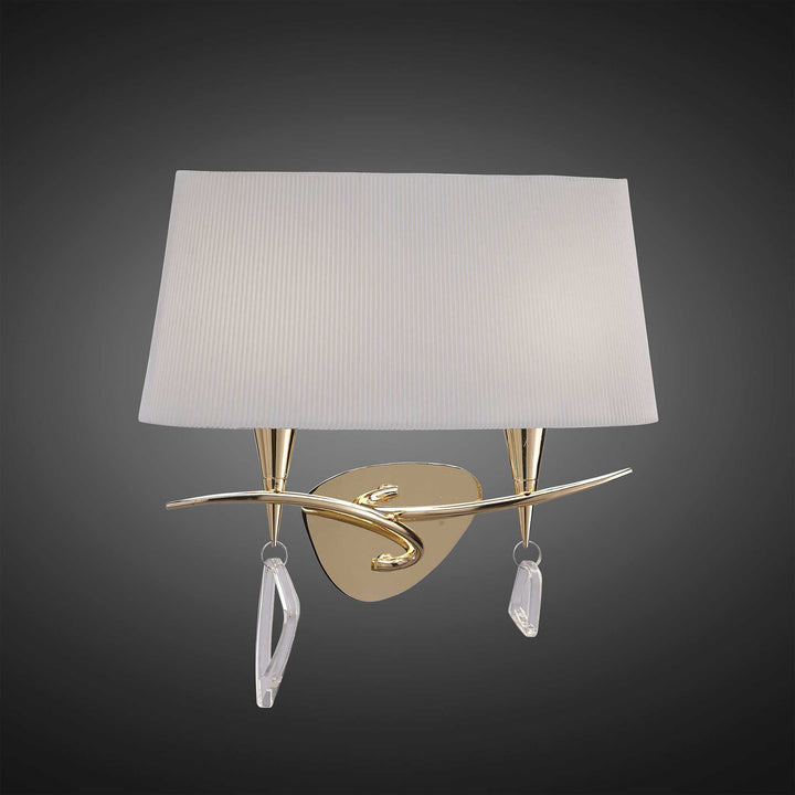 Mantra M1648FG/S Mara Wall Lamp Switched 2 Light E14 French Gold Ivory White Shade (S)