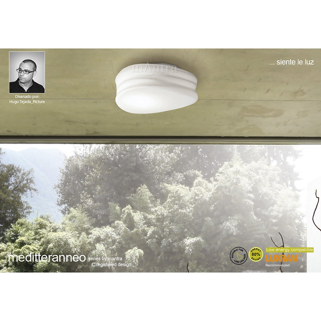 Mantra M3625 Mediterraneo Ceiling / Wall 2 Light GU10 Small Frosted White Glass (S)