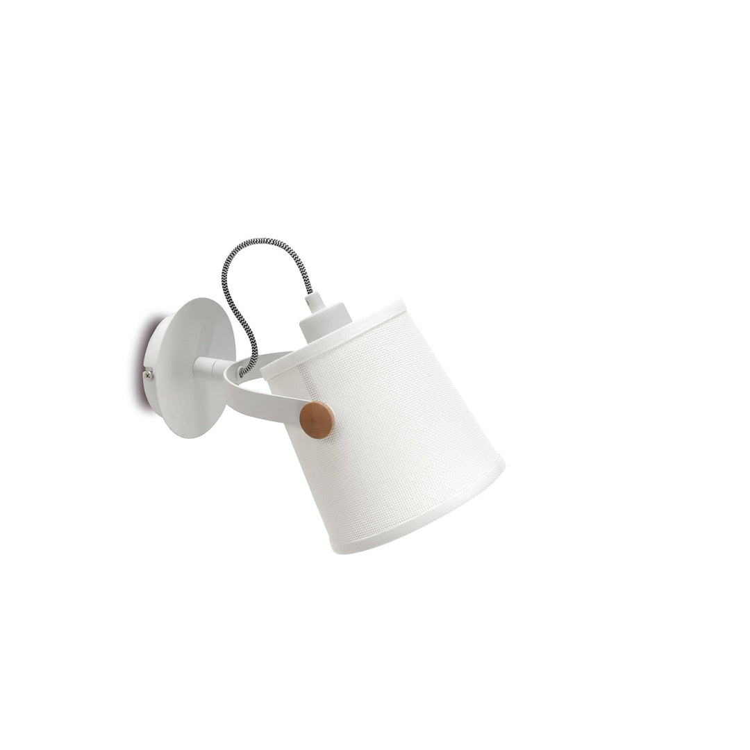 Mantra M4924 Nordica Wall Lamp White Shade 1 Light E27 Matt White/Beech Ivory White Shade (S)