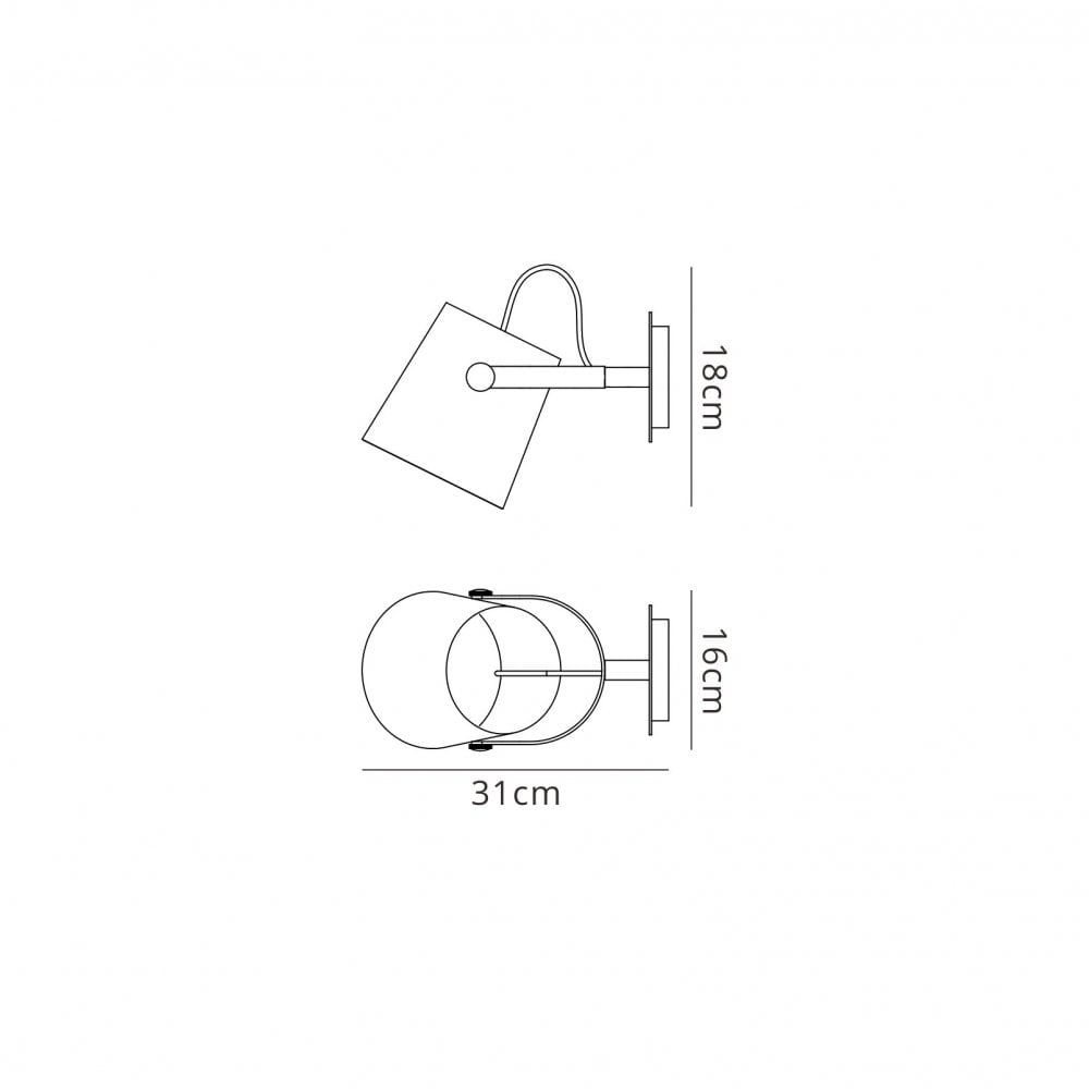 Mantra M4924 Nordica Wall Lamp White Shade 1 Light E27 Matt White/Beech Ivory White Shade (S)