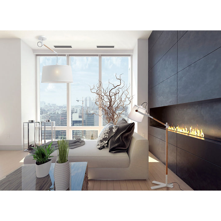 Mantra M4924 Nordica Wall Lamp White Shade 1 Light E27 Matt White/Beech Ivory White Shade (S)