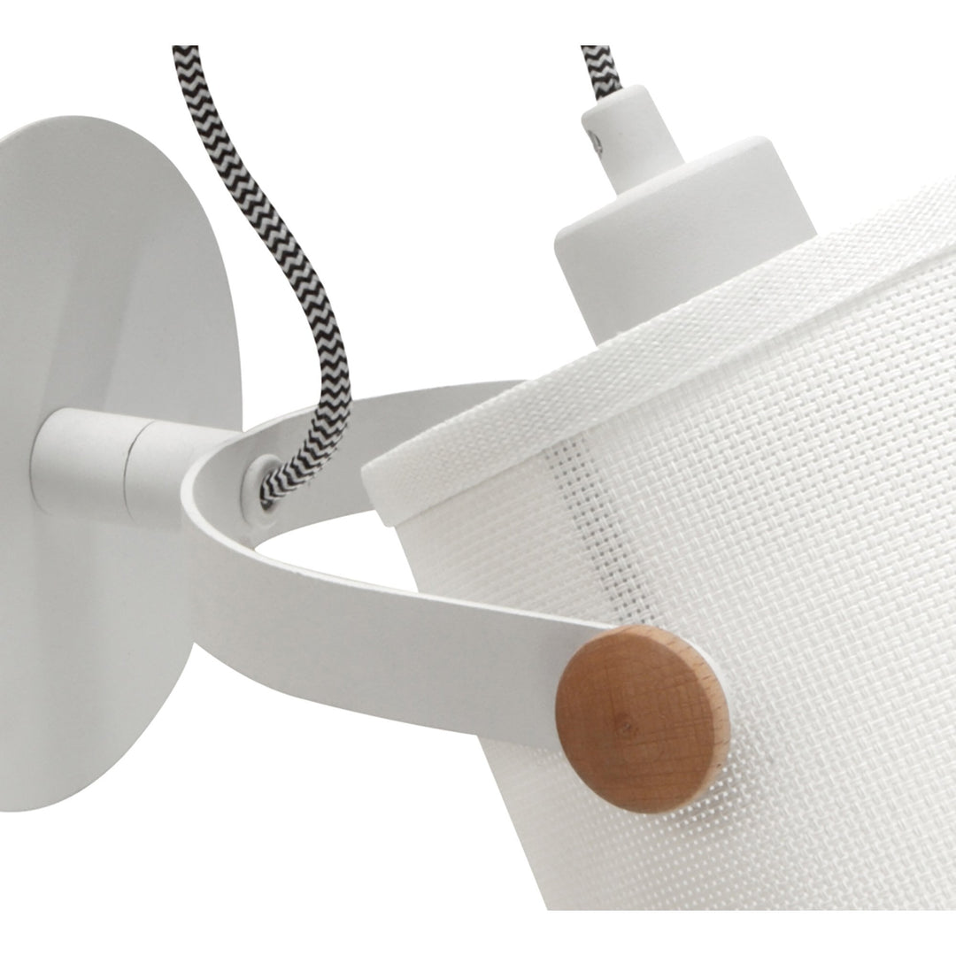 Mantra M4924 Nordica Wall Lamp White Shade 1 Light E27 Matt White/Beech Ivory White Shade (S)