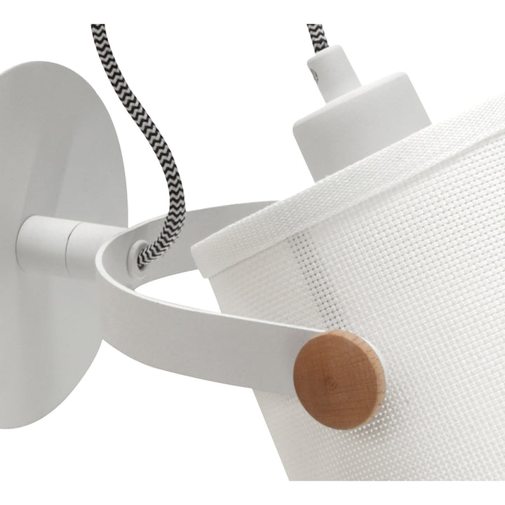 Mantra M4924 Nordica Wall Lamp White Shade 1 Light E27 Matt White/Beech Ivory White Shade (S)