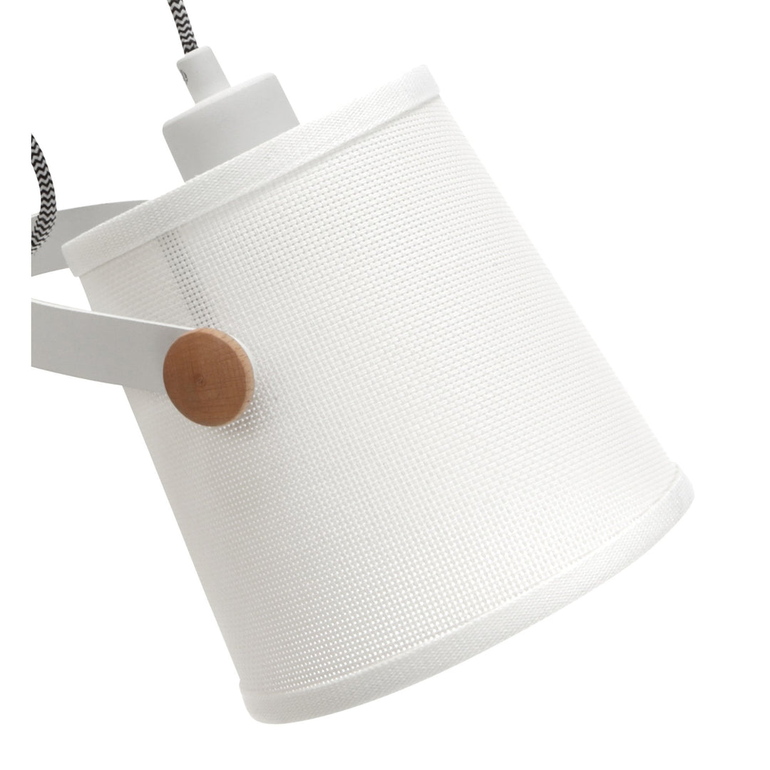 Mantra M4924 Nordica Wall Lamp White Shade 1 Light E27 Matt White/Beech Ivory White Shade (S)