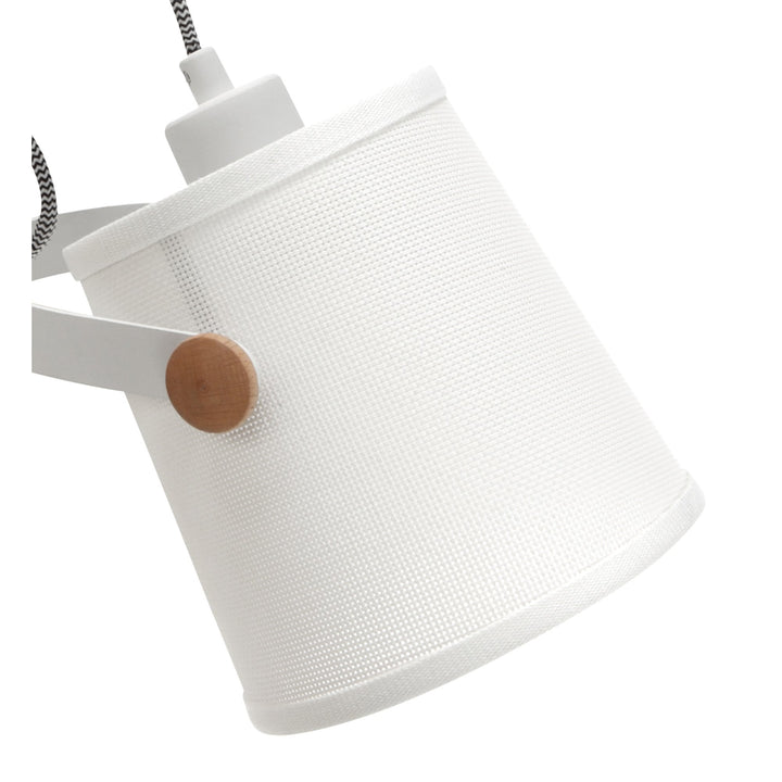 Mantra M4924 Nordica Wall Lamp White Shade 1 Light E27 Matt White/Beech Ivory White Shade (S)