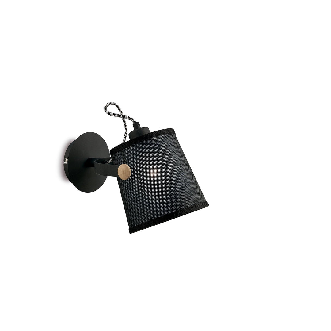 Mantra M4925 Nordica Wall Lamp Black Shade 1 Light E27 Matt Black/Beech Black Shade (S)