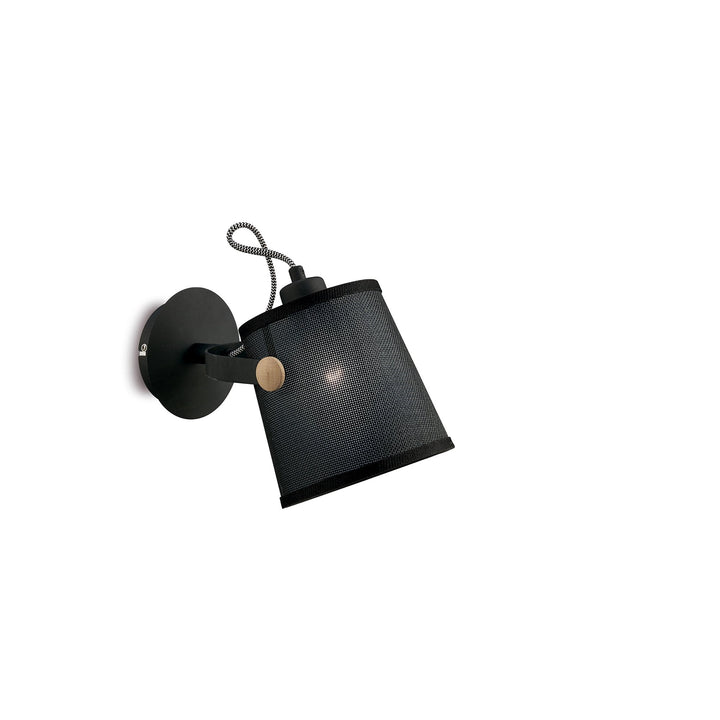 Mantra M4925 Nordica Wall Lamp Black Shade 1 Light E27 Matt Black/Beech Black Shade (S)