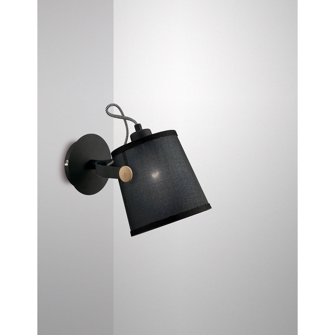 Mantra M4925 Nordica Wall Lamp Black Shade 1 Light E27 Matt Black/Beech Black Shade (S)