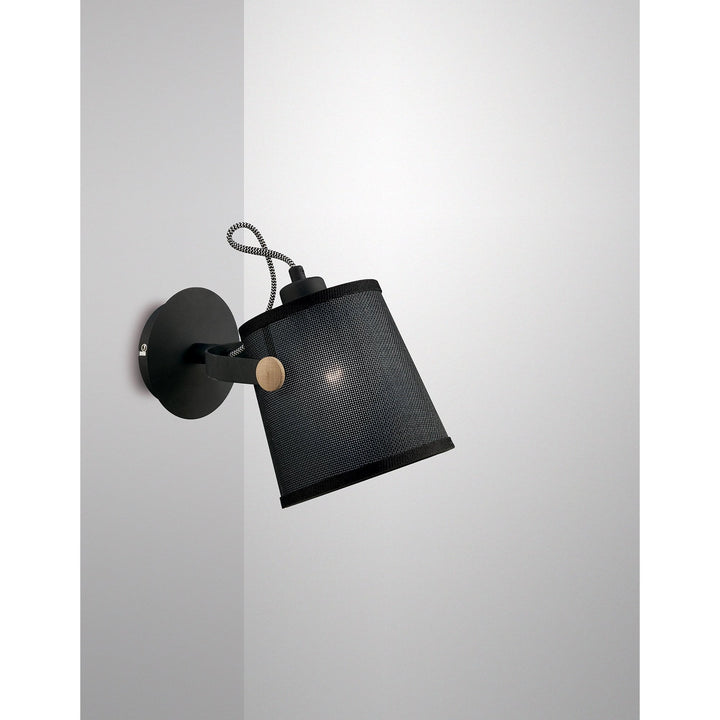 Mantra M4925 Nordica Wall Lamp Black Shade 1 Light E27 Matt Black/Beech Black Shade (S)