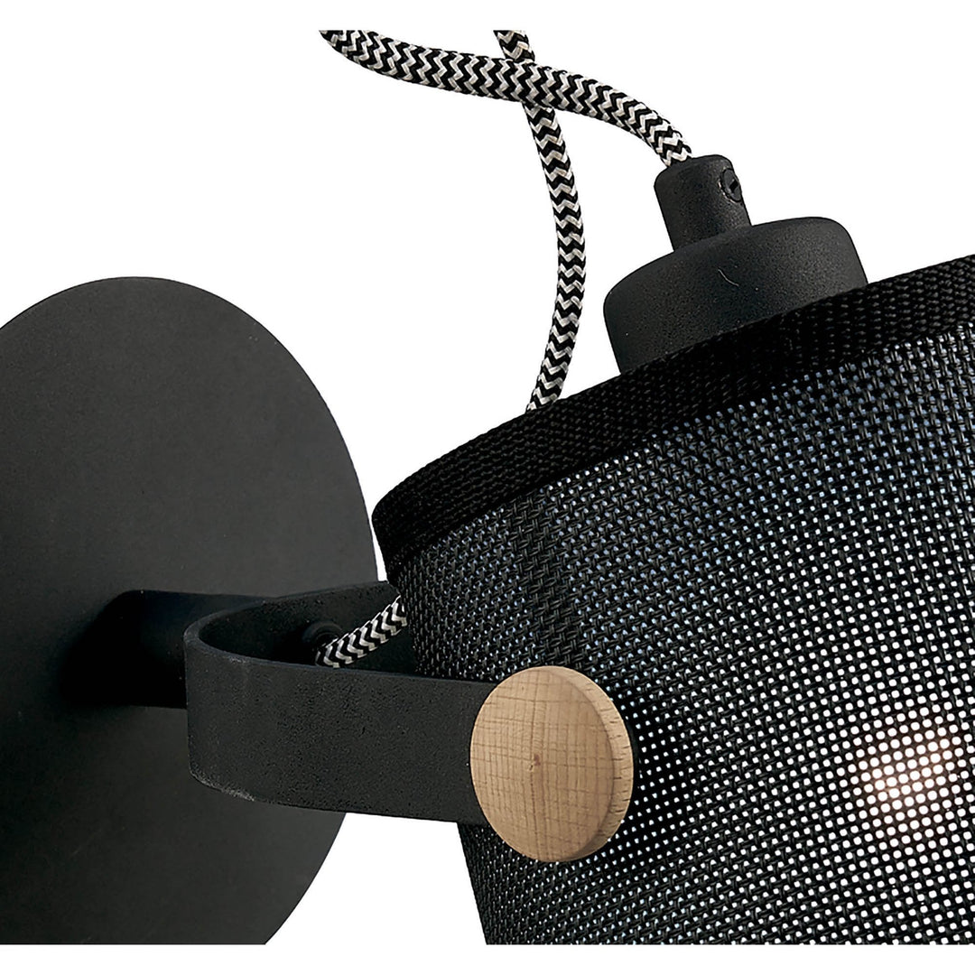 Mantra M4925 Nordica Wall Lamp Black Shade 1 Light E27 Matt Black/Beech Black Shade (S)