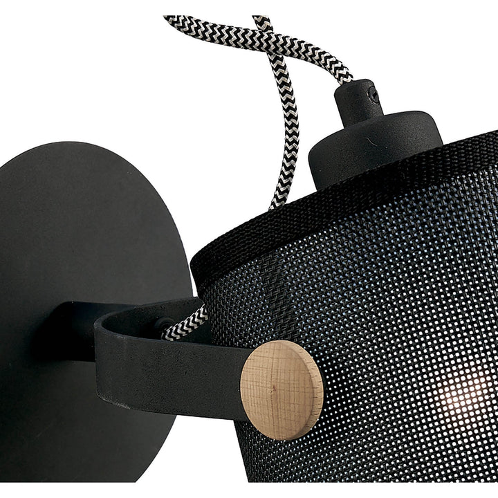 Mantra M4925 Nordica Wall Lamp Black Shade 1 Light E27 Matt Black/Beech Black Shade (S)