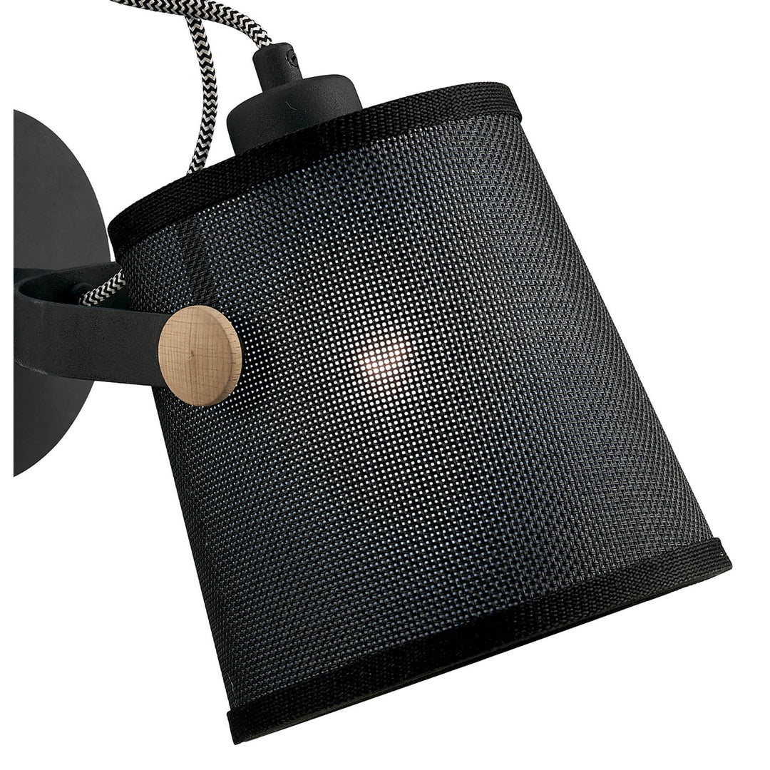 Mantra M4925 Nordica Wall Lamp Black Shade 1 Light E27 Matt Black/Beech Black Shade (S)