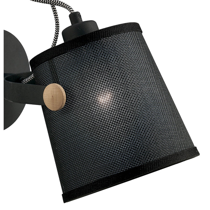 Mantra M4925 Nordica Wall Lamp Black Shade 1 Light E27 Matt Black/Beech Black Shade (S)