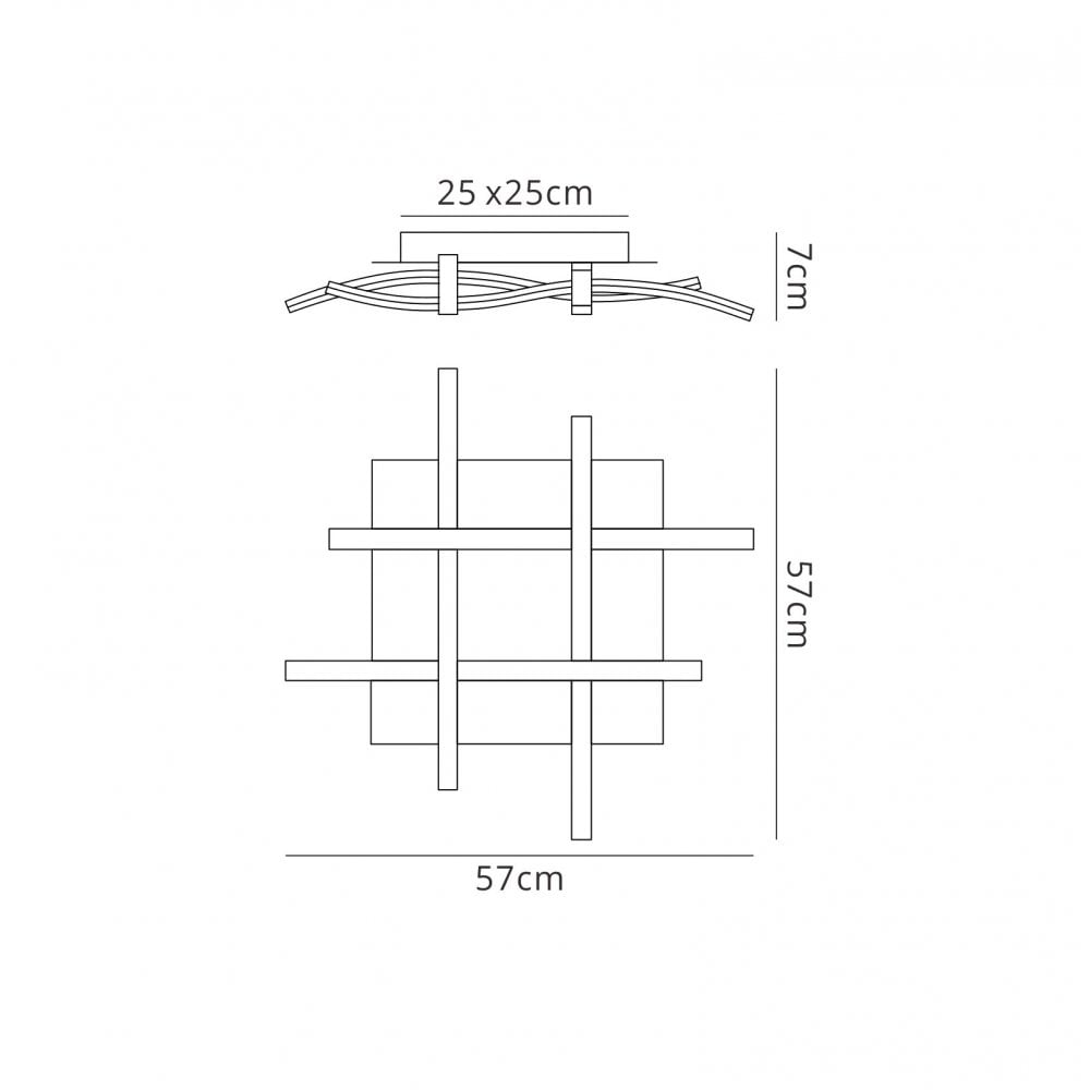 Mantra M4999 Nur Square Flush Ceiling 34W LED Dimmable Silver/Frosted Acrylic/Polished Chrome (S)
