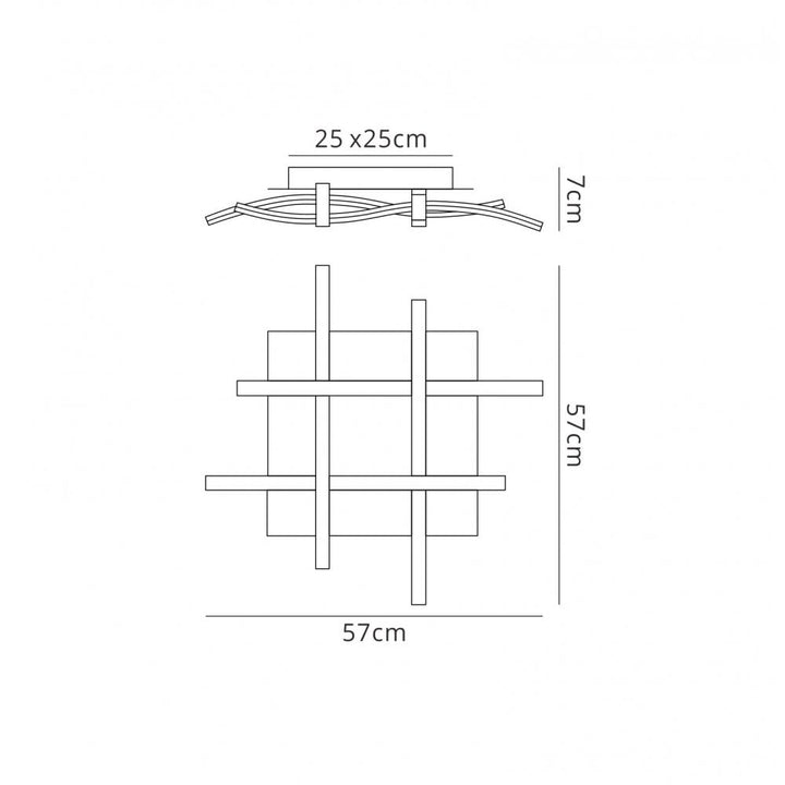 Mantra M4999 Nur Square Flush Ceiling 34W LED Dimmable Silver/Frosted Acrylic/Polished Chrome (S)