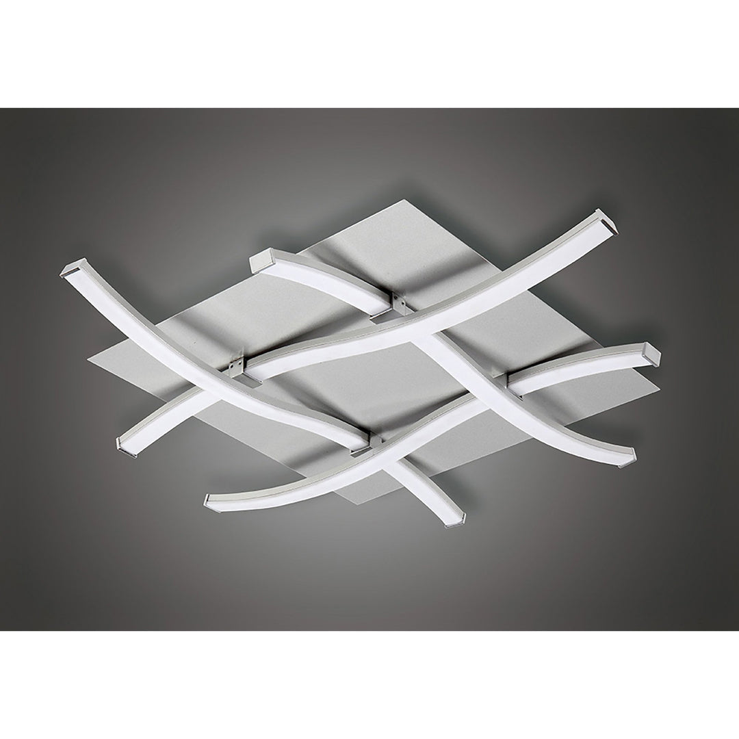 Mantra M4999 Nur Square Flush Ceiling 34W LED Dimmable Silver/Frosted Acrylic/Polished Chrome (S)