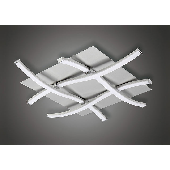 Mantra M4999 Nur Square Flush Ceiling 34W LED Dimmable Silver/Frosted Acrylic/Polished Chrome (S)