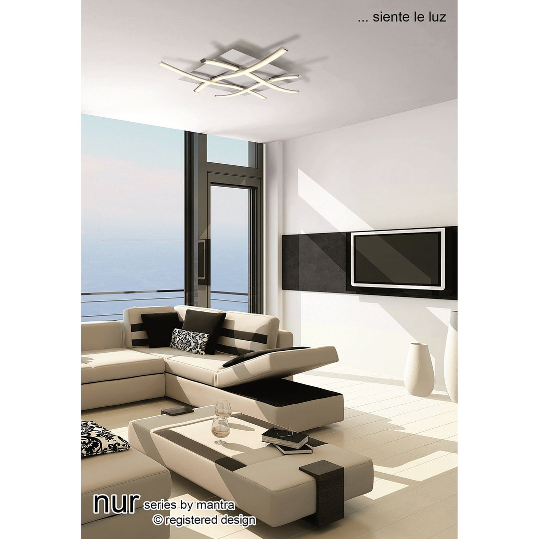 Mantra M4999 Nur Square Flush Ceiling 34W LED Dimmable Silver/Frosted Acrylic/Polished Chrome (S)