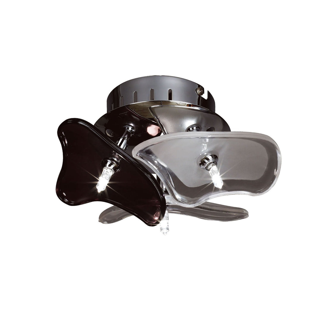 Mantra M0704 Otto Ceiling/Wall 3 Light G4 Round Polished Chrome/Frosted Glass/Black Glass (S)