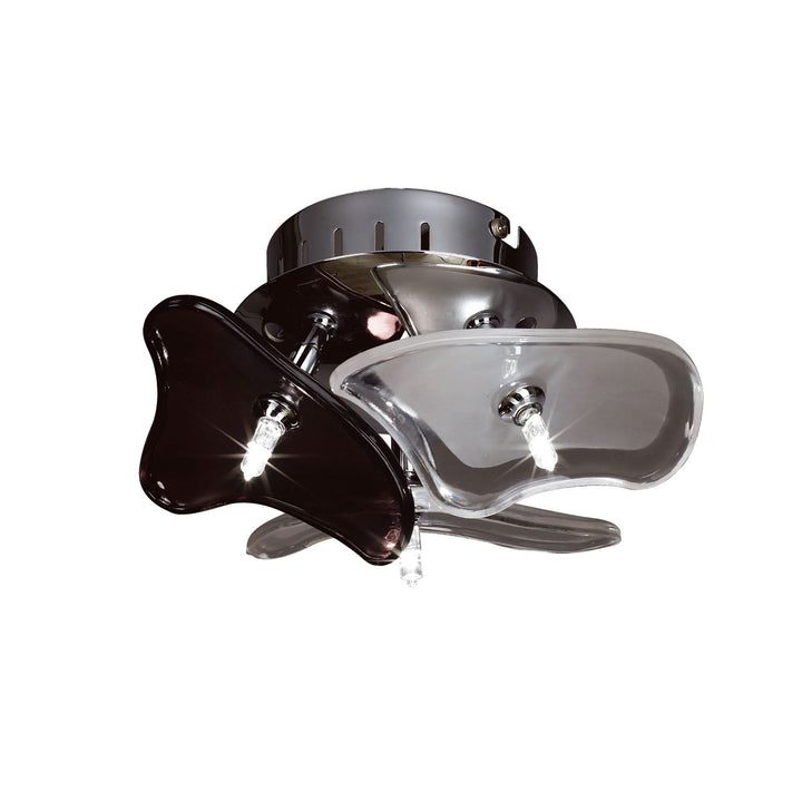 Mantra M0704 Otto Ceiling/Wall 3 Light G4 Round Polished Chrome/Frosted Glass/Black Glass (S)