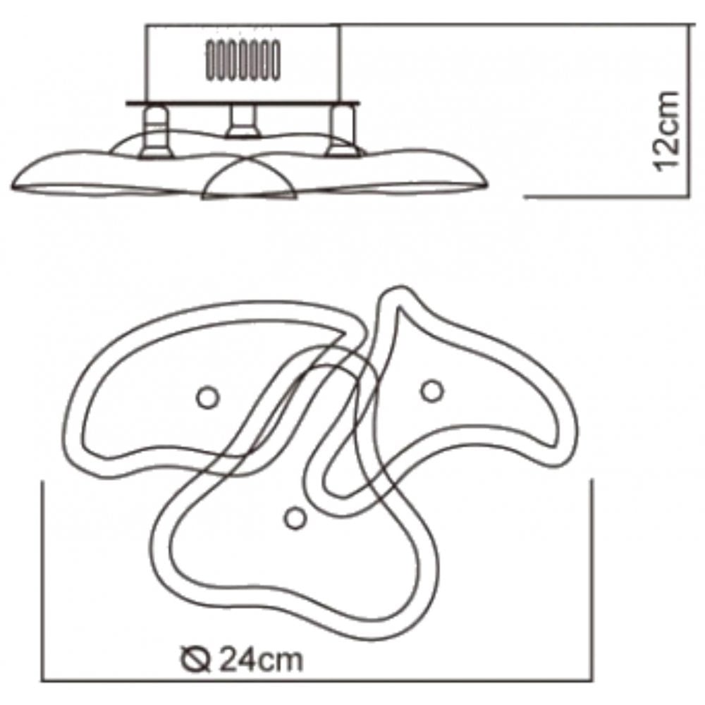 Mantra M0704 Otto Ceiling/Wall 3 Light G4 Round Polished Chrome/Frosted Glass/Black Glass (S)