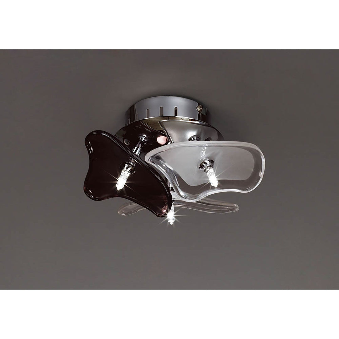 Mantra M0704 Otto Ceiling/Wall 3 Light G4 Round Polished Chrome/Frosted Glass/Black Glass (S)