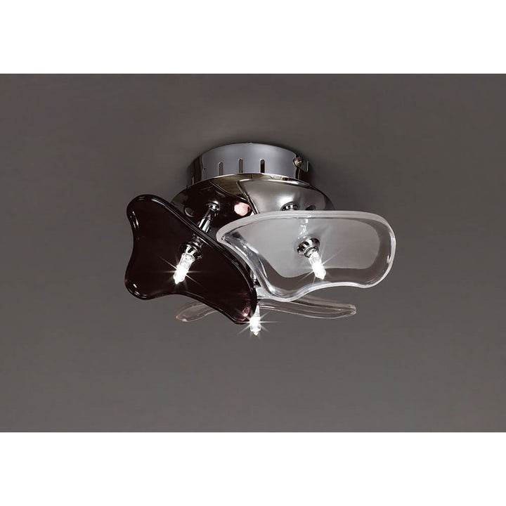 Mantra M0704 Otto Ceiling/Wall 3 Light G4 Round Polished Chrome/Frosted Glass/Black Glass (S)