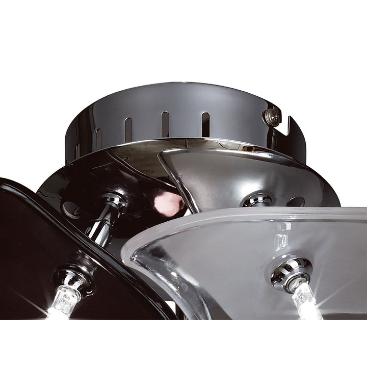Mantra M0704 Otto Ceiling/Wall 3 Light G4 Round Polished Chrome/Frosted Glass/Black Glass (S)