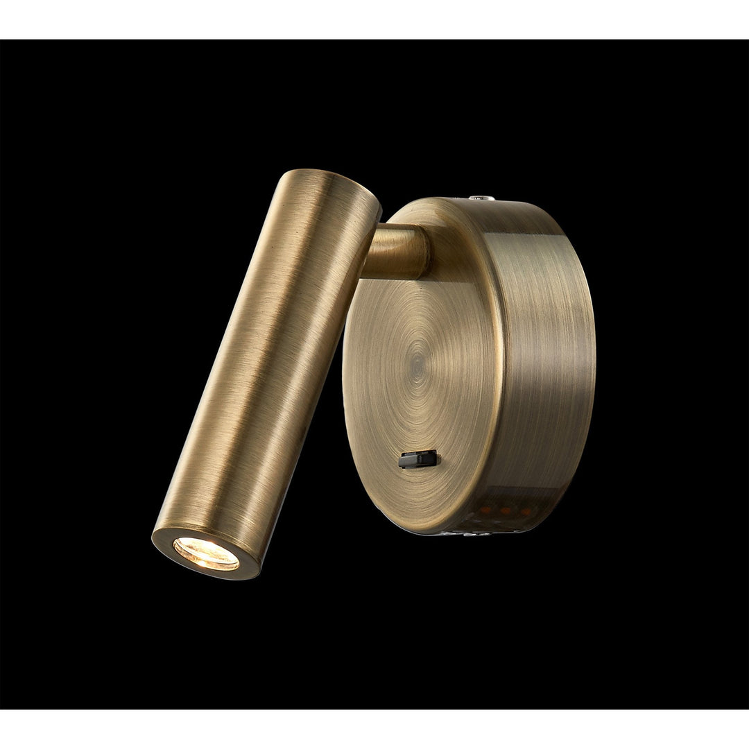 Mantra M6077 Prea Wall/Reading Light 3W LED Switched Antique Brass (S)